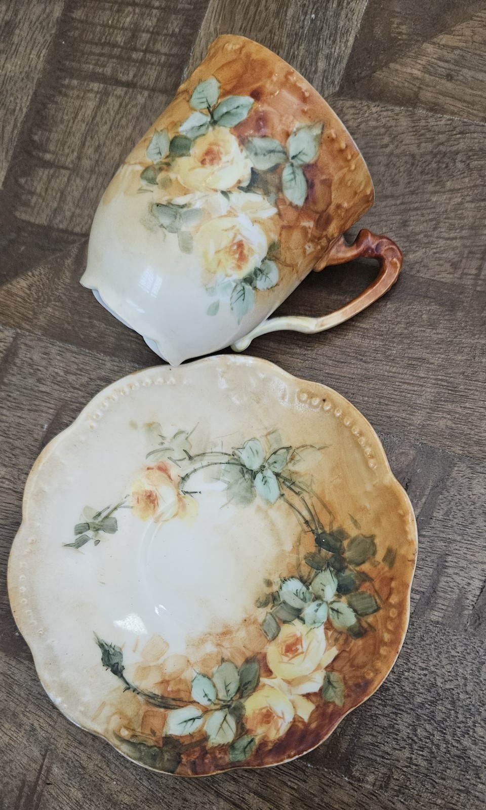 Vintage AKD France Floral Cup & Saucer Set of 5 (10 Pieces)