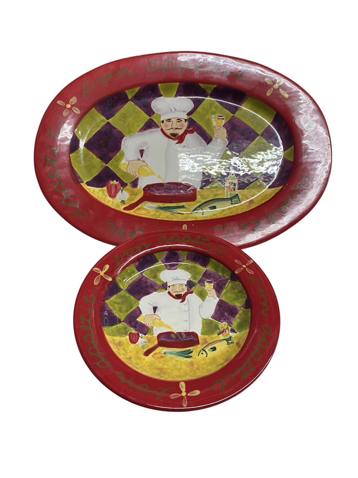 Jennifer Brinley Certified International Oval Serving Platter And Plate