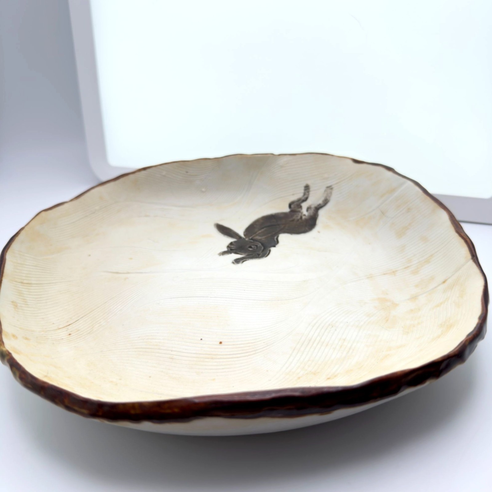 Handmade Ceramic Rabbit Hare Dish Asymmetrical Porcelain Stoneware