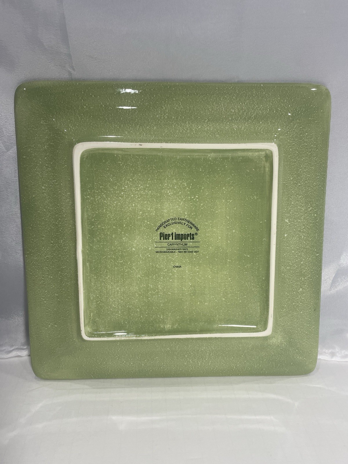 Pier 1 One Imports Carynthum Hand Painted Earthenware 10.75″ Square Dinner Plate