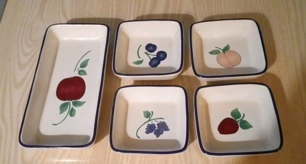 Princess House Orchard Medley 4 Nesting Set Condiment, Relish, Nut, Candy Server