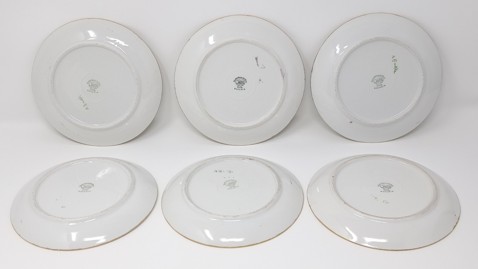 Hutschenreuther 6″ Porcelain Plates set of 6 handpainted florals lustre rim Selb
