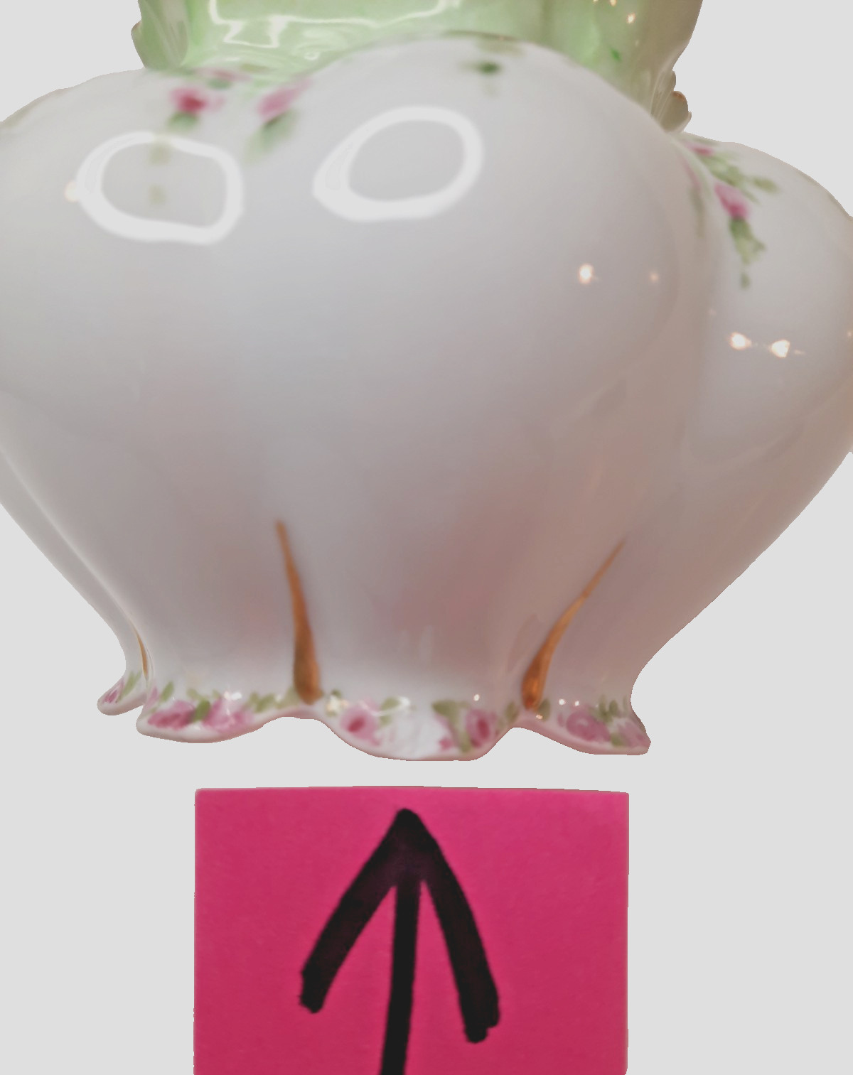 Antique-MZ Austria-Porcelain Creamer Pitcher-933-Pink Rose Garland-Art Nouveau