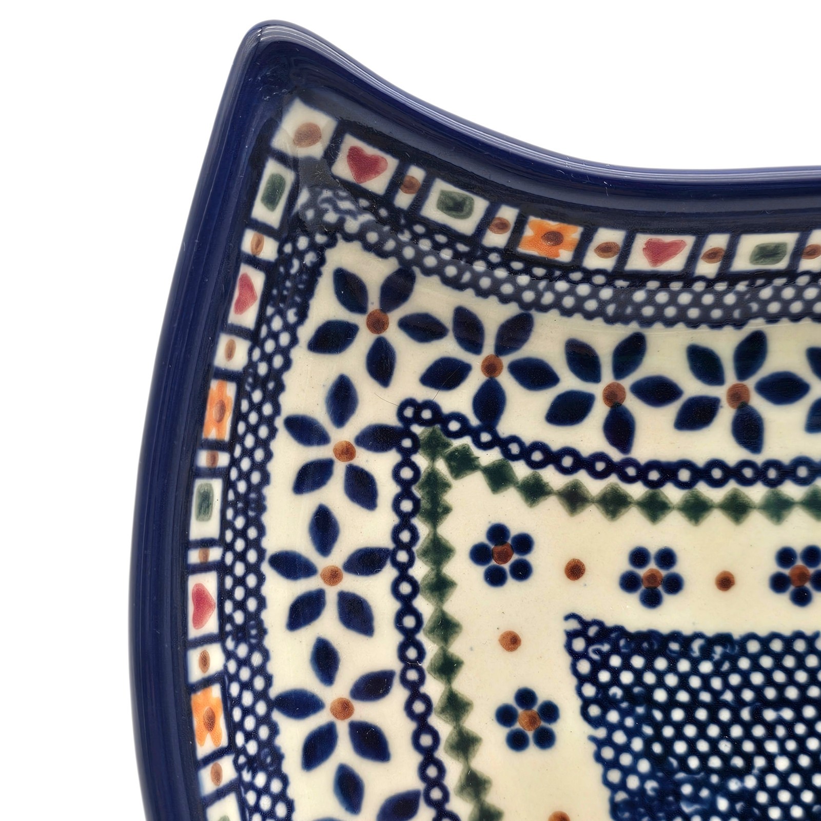 VTG VENA UNIKAT Polish Pottery Teardrop Dish M Hand Painted Boleslawiec 14.25″