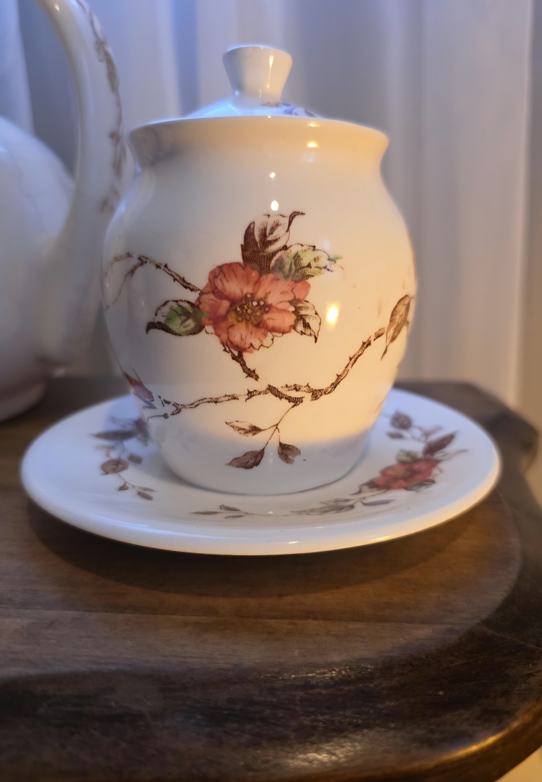 Nascor “Springtime” Ceramic Table Set – 9 Pieces – Pink Rose and Wildflower