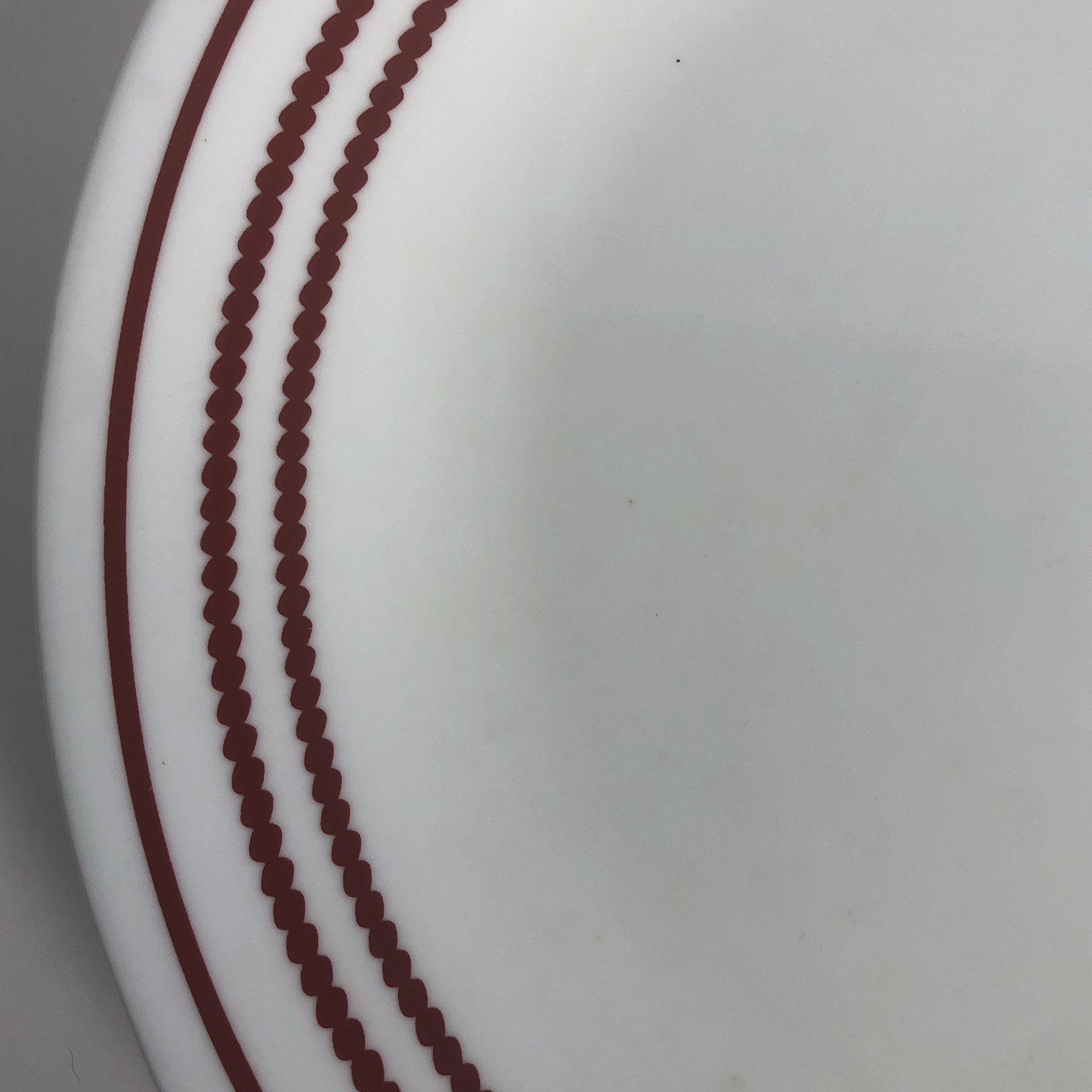 Corelle Corning Ruby Red Stripe Dinner Plate 10.25″ USA White Red Bands On Rim