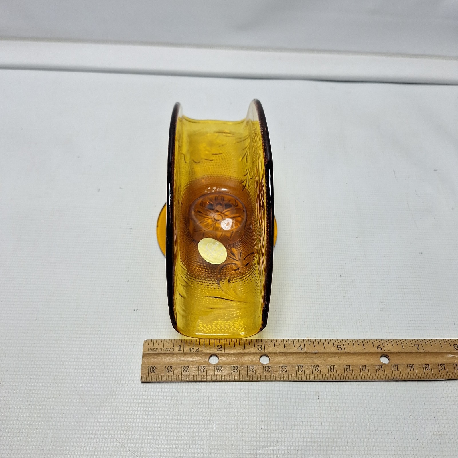 Vintage Indiana Tiara Pressed Sandwich Glass Amber Napkin Holder Letter Holder