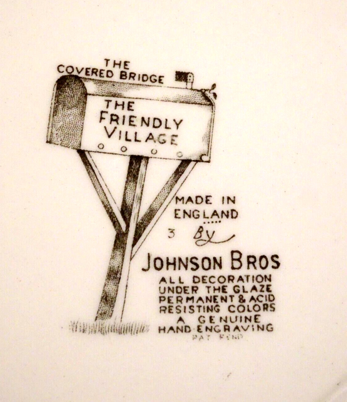 Johnson Brothers Friendly Village The Covered Bridge – Set of 2 – Square Plates