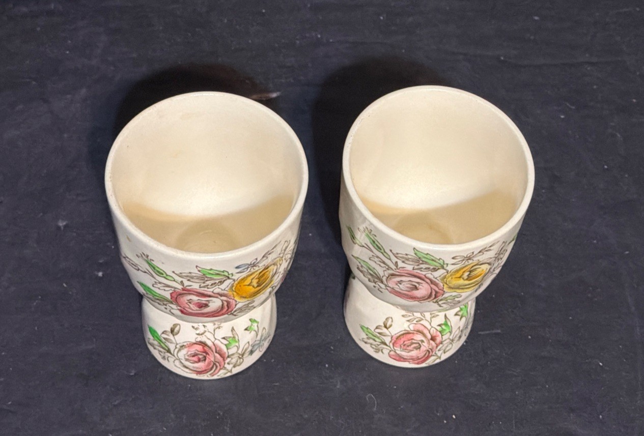 Vintage Johnson Bros Brothers Sheraton Set of 2 Double Egg Cups England