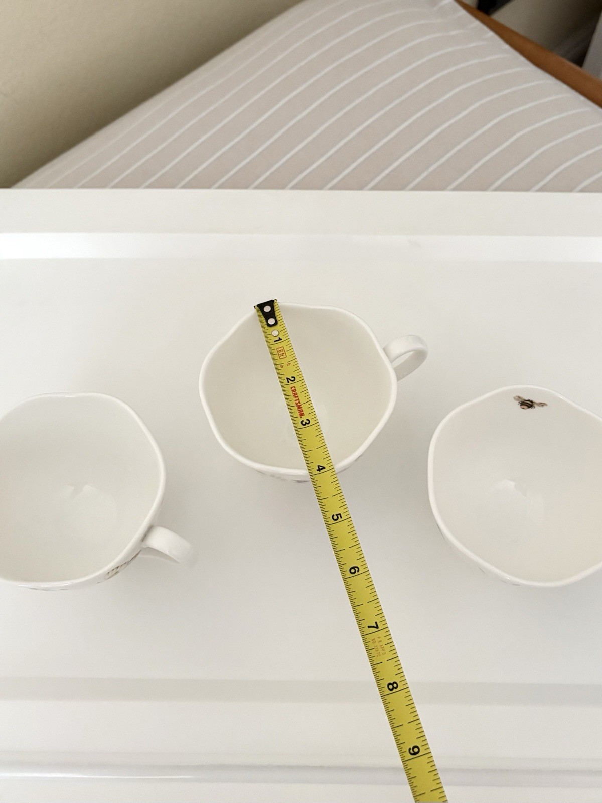 Lenox Floral Butterfly Bee Cups and Saucers Teacups Set of 3