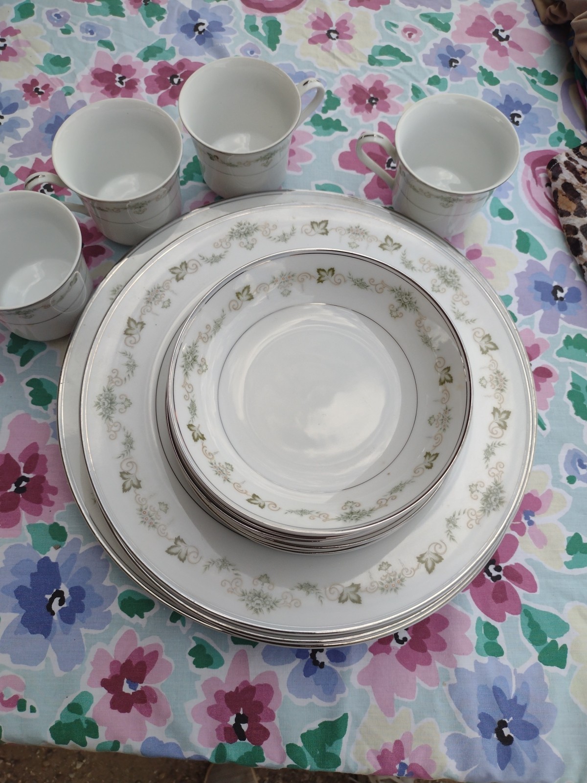 Four Piece Set M China From Japan Pattern Karen Ware Including Serving Platter