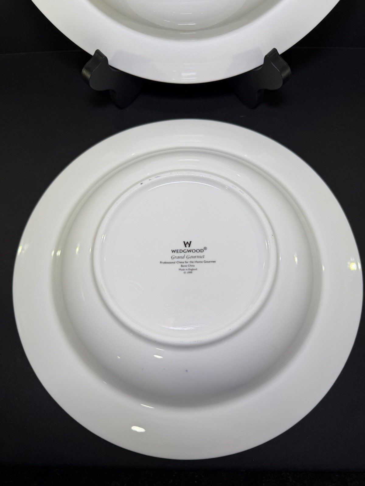 Set of 3 White SOUP PASTA BOWLS Wedgwood Bone China GRAND GOURMET 11″ READ 🦋