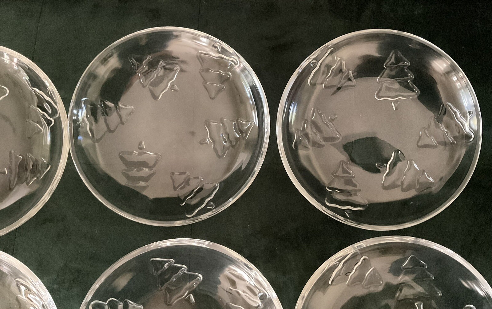 Arcoroc Glass Dessert Christmas Plates Holiday Trees 1 set of 8 in Original Box
