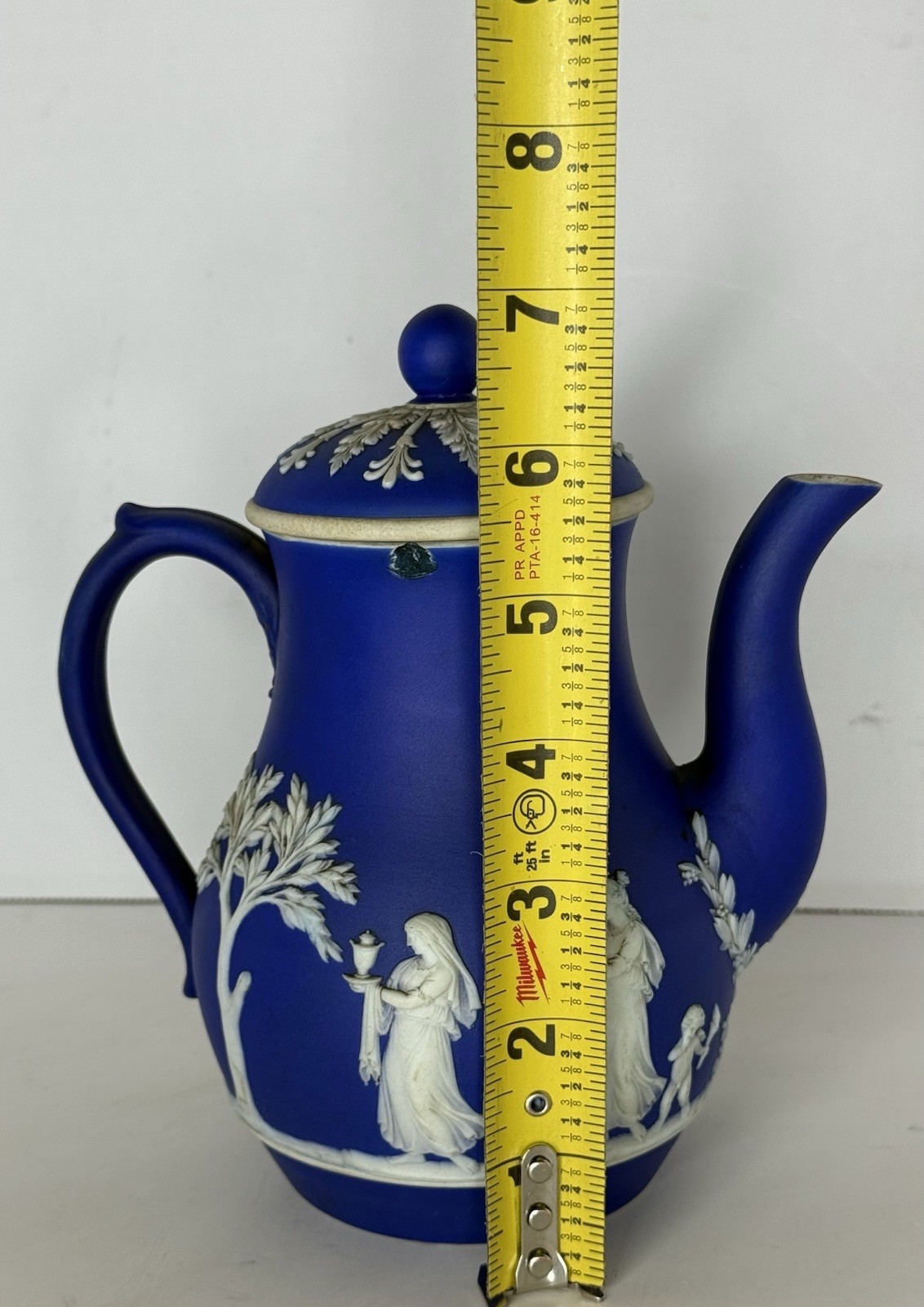 Antique 1880 Wedgwood Cobalt Blue Jasperware Neoclassical Nymphs Scene Tea Set