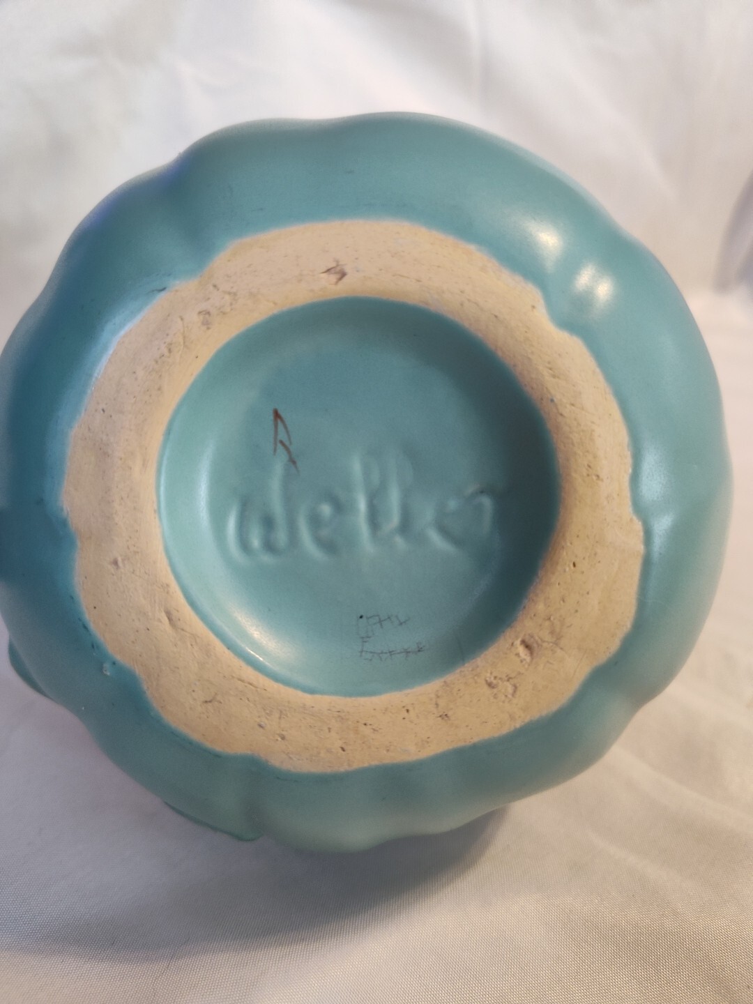 Weller Pottery Wild Rose Basket Matte Green Pink Bowl