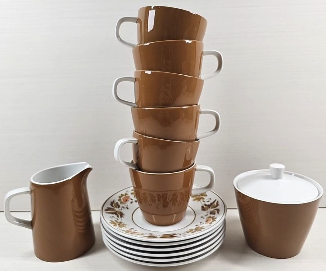 15 Pc Mikasa West Wood Cup Saucer Creamer Sugar Lid Set Vintage Floral Retro Lot