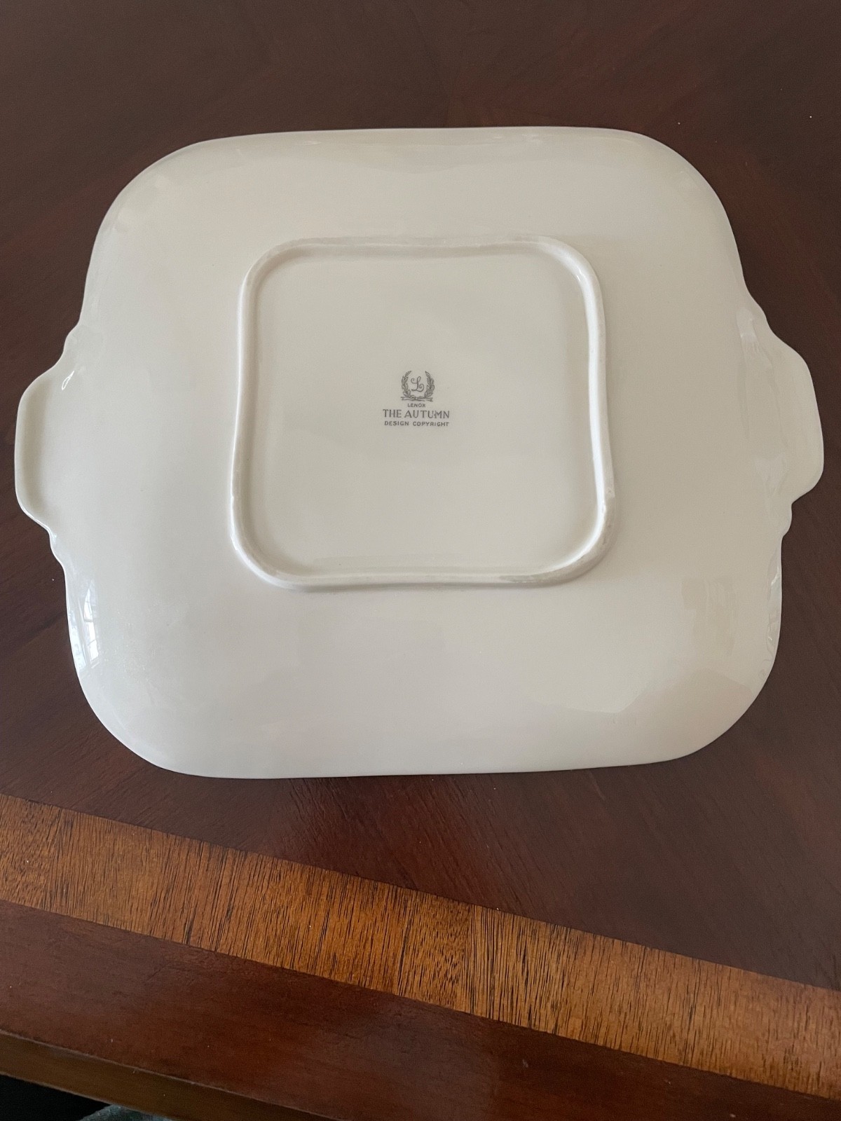 Lenox The Autumn *RARE* Square Handled Cake Plate Gold Handles 10 3/8 Older Mark