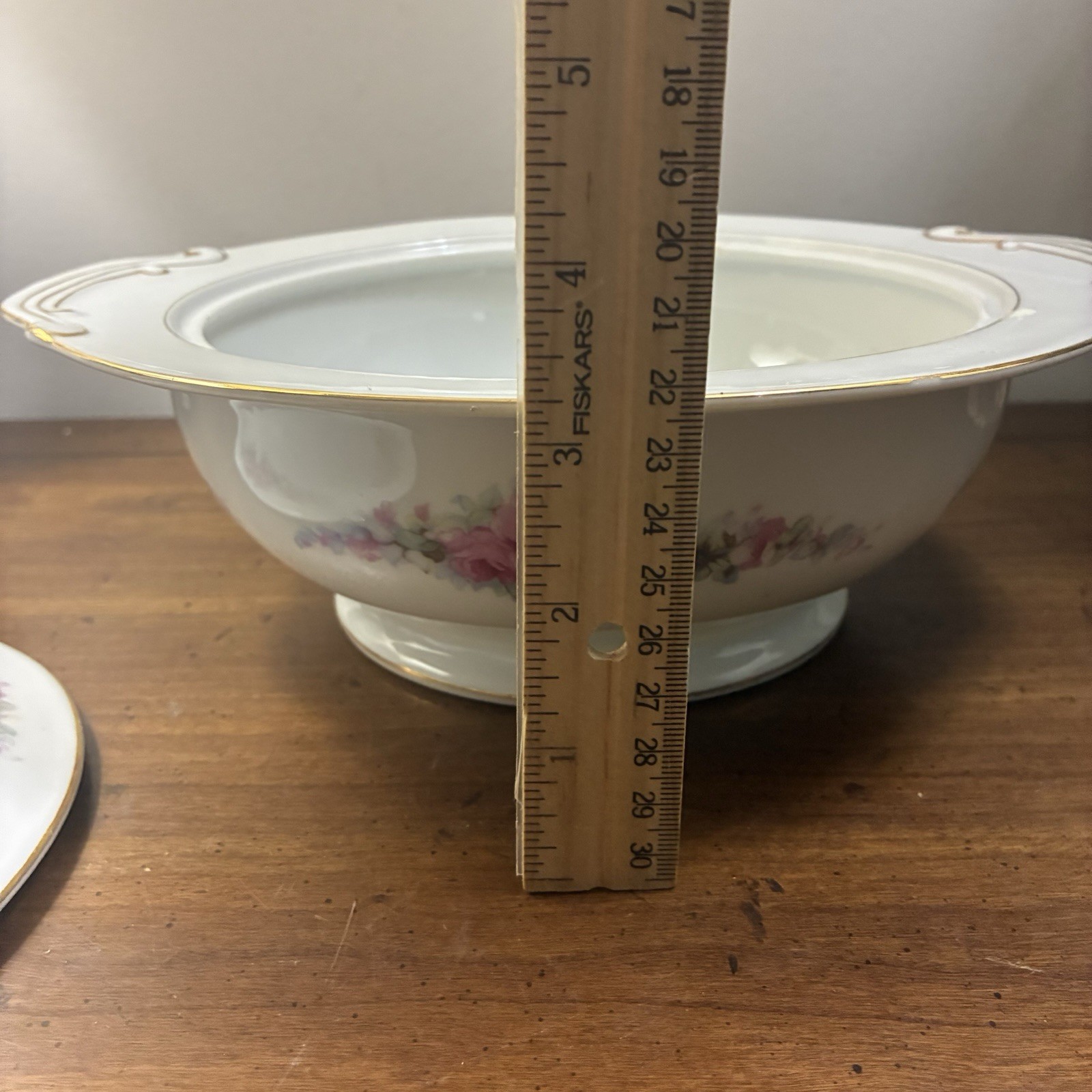 Vintage Fine China Corona Serving Bowl W Lid Pink Roses Made In Occupied Japan