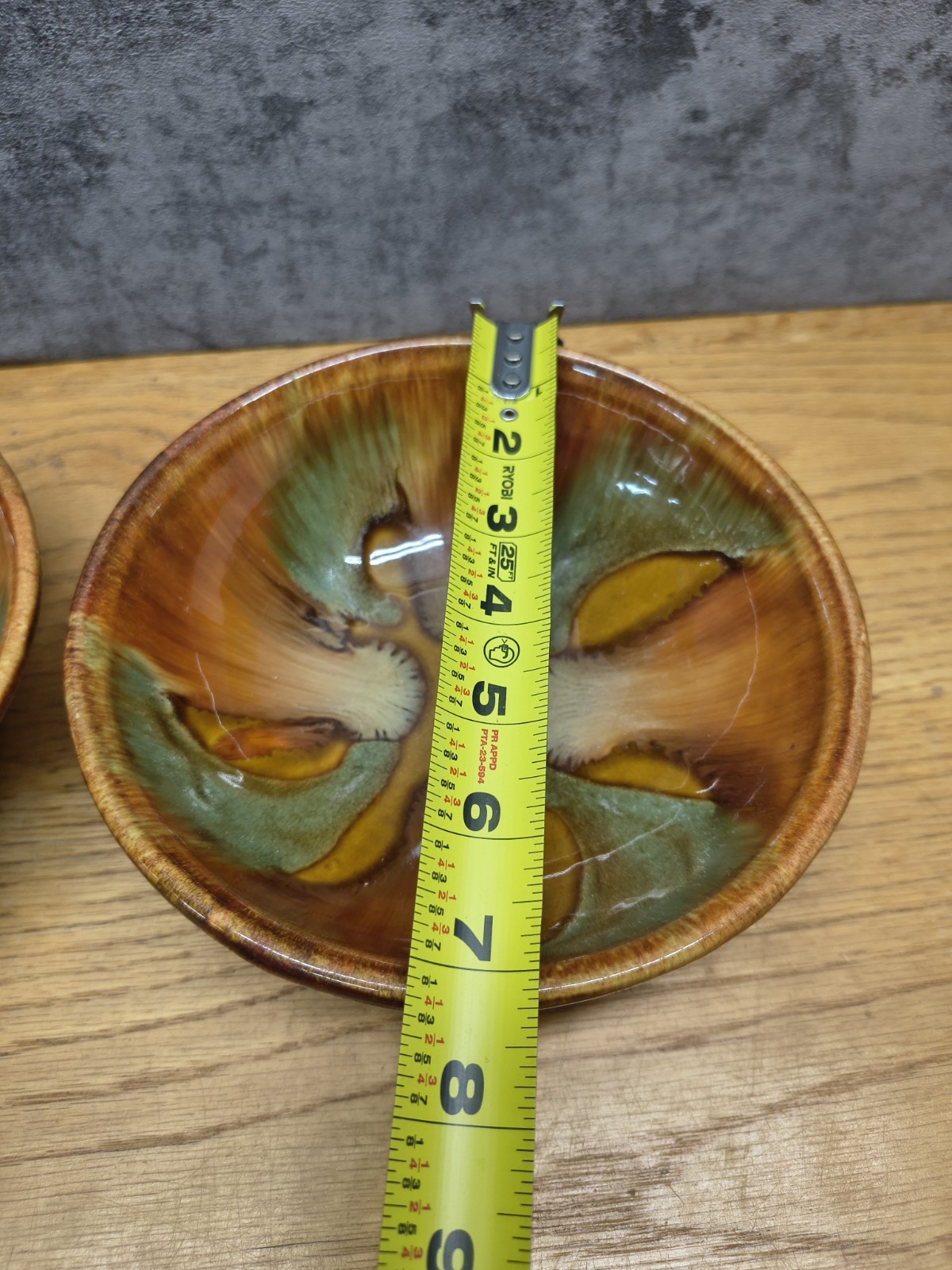 Set Of 2 Dryden Ovenware BROWN & TEAL Glazed OvenWare Bowl Ozark Frontier Drip