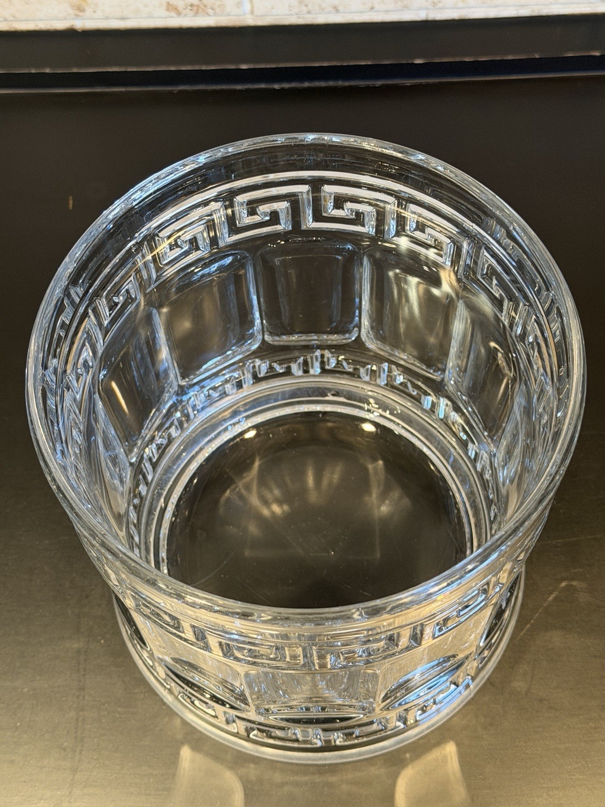 Vintage HEISEY 2 Quart Greek Key Crushed Fruit Jar With HOLLOW Lid 10” Preserves