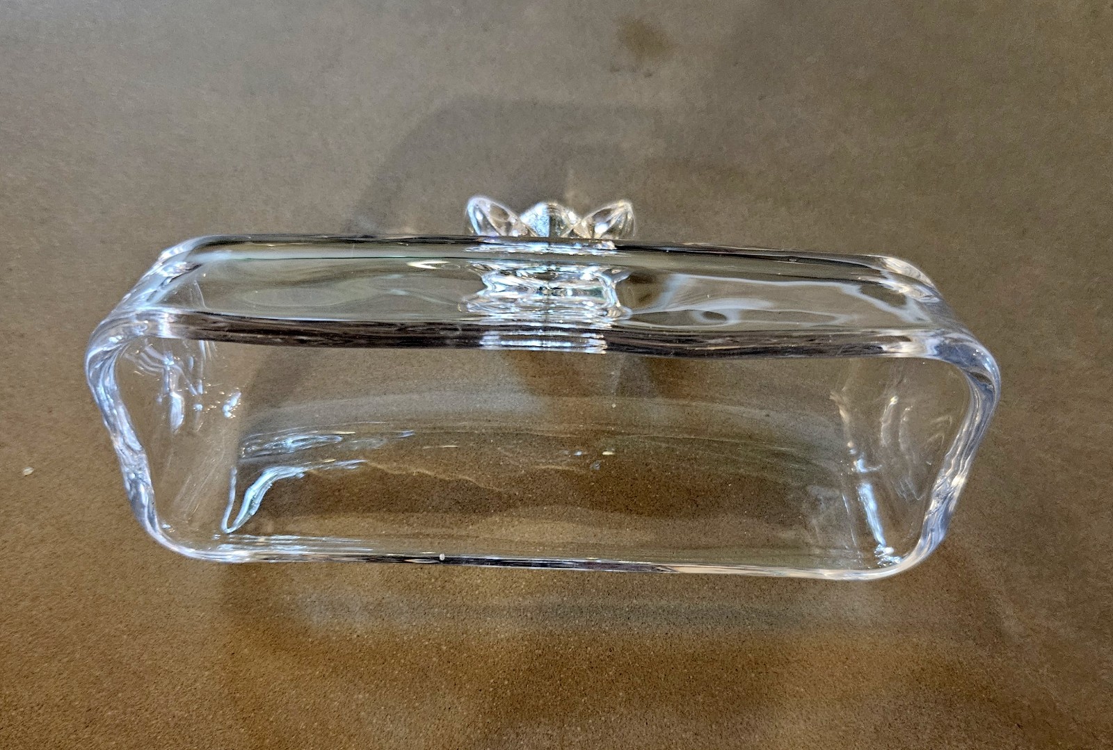 Classic Kitchen Clear Glass Covered Butter Dish Tulip Flower Knob Cottagecore