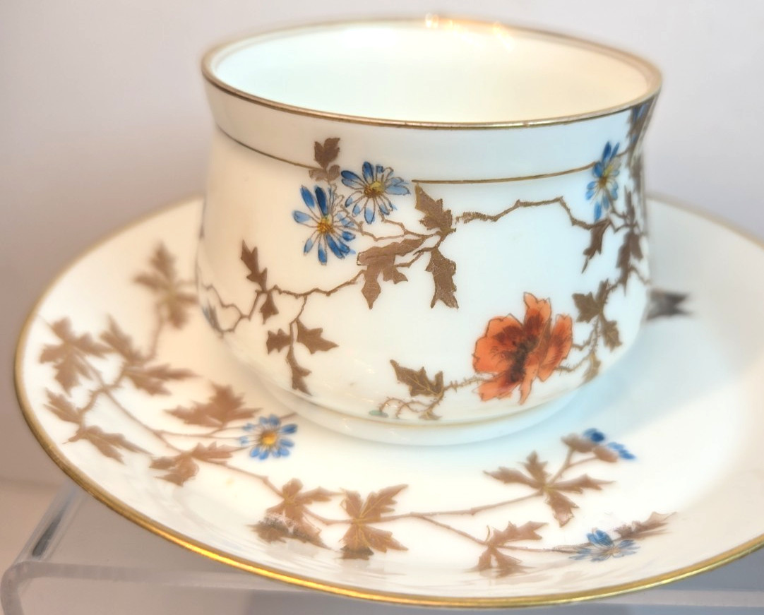 Antique Havilland Porcelain Teacup Saucer Set CFH GDM Limoges France 1890s