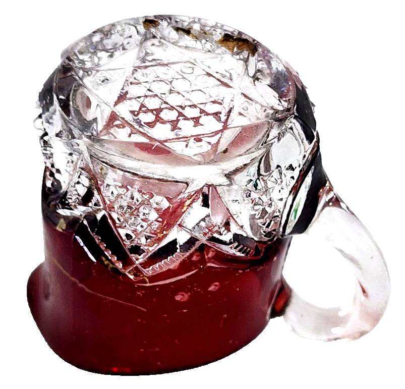 Antique Ruby Flash Souvenir Creamer Bekenice 1905 Bohemian Glass