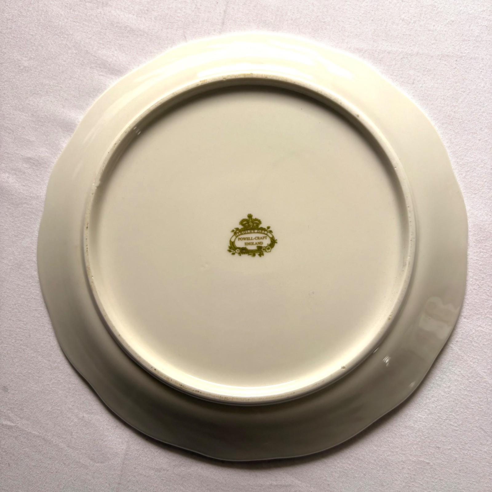 Powell Craft Floral Porcelain Covered Butter Dish/Cheese Dome Roses Green Border