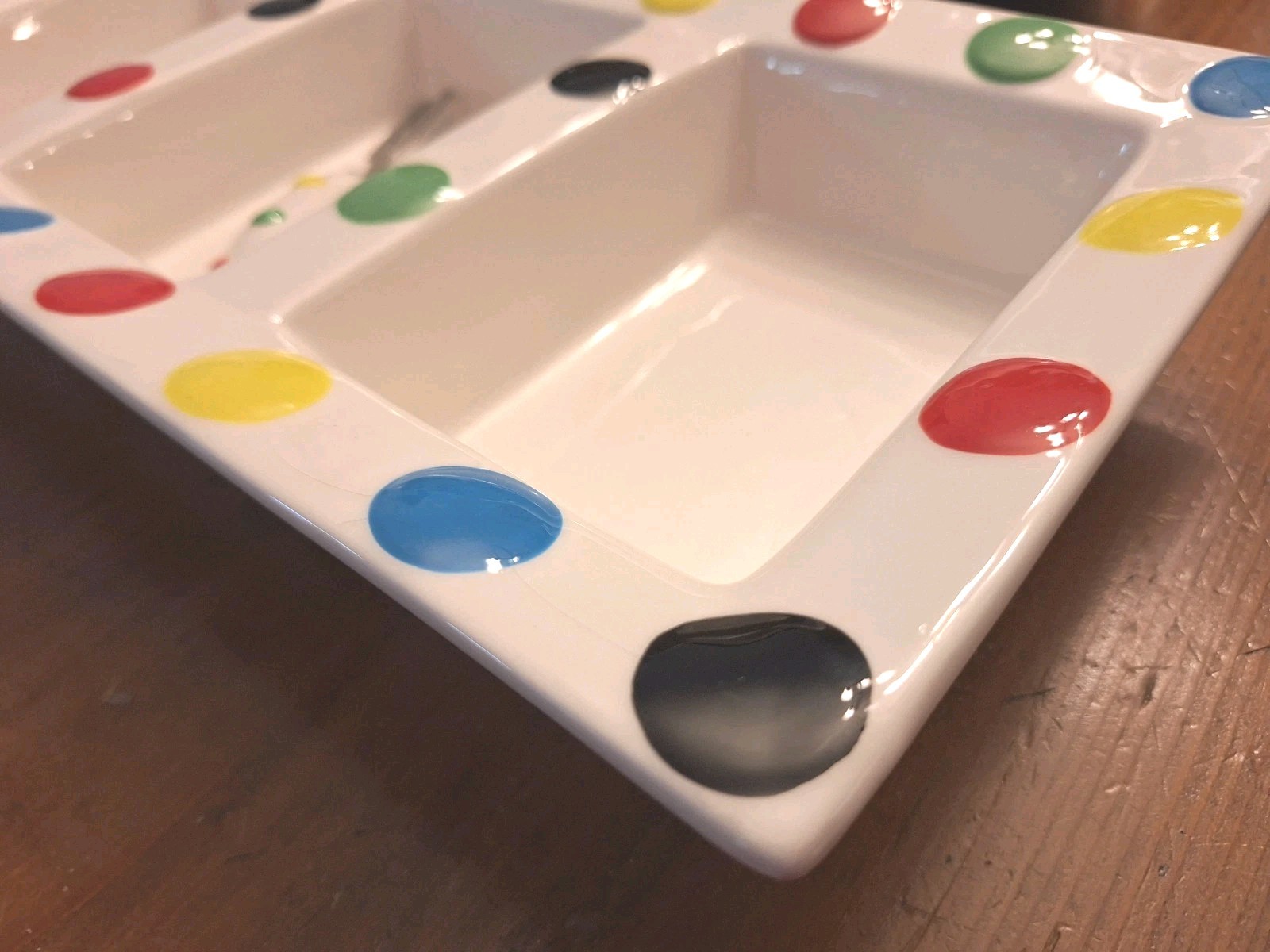 Mainstream Collection Condiment Tray Polka Dot With Serving Utensil 20x11x6 Read
