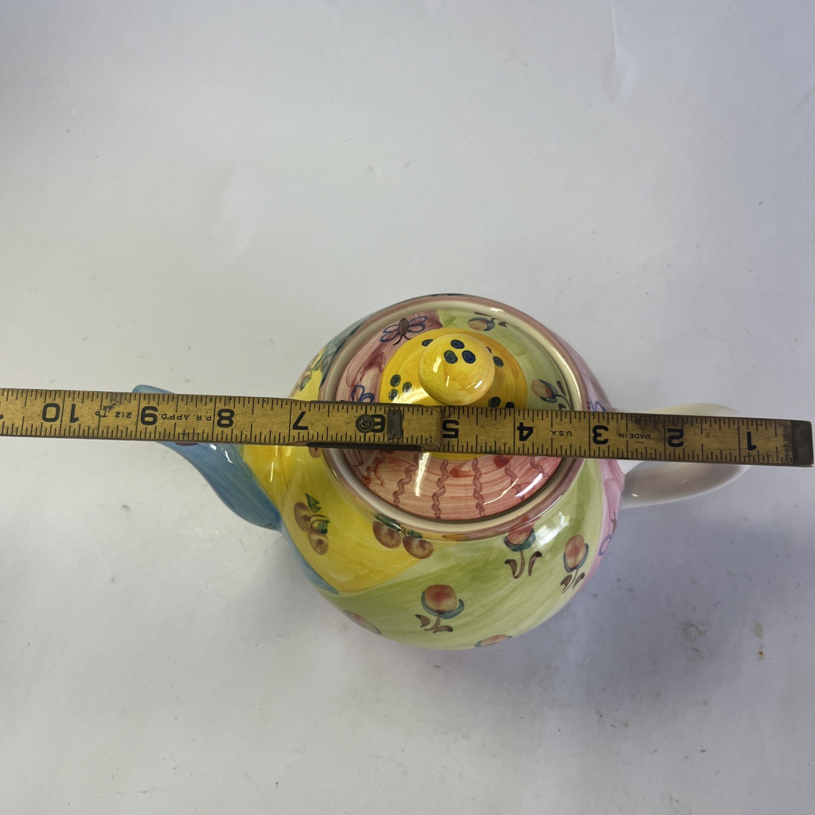 Favanol Portugal Ceramic Bees And Berries Teapot Handpainted Approx 9.5″ by 6″