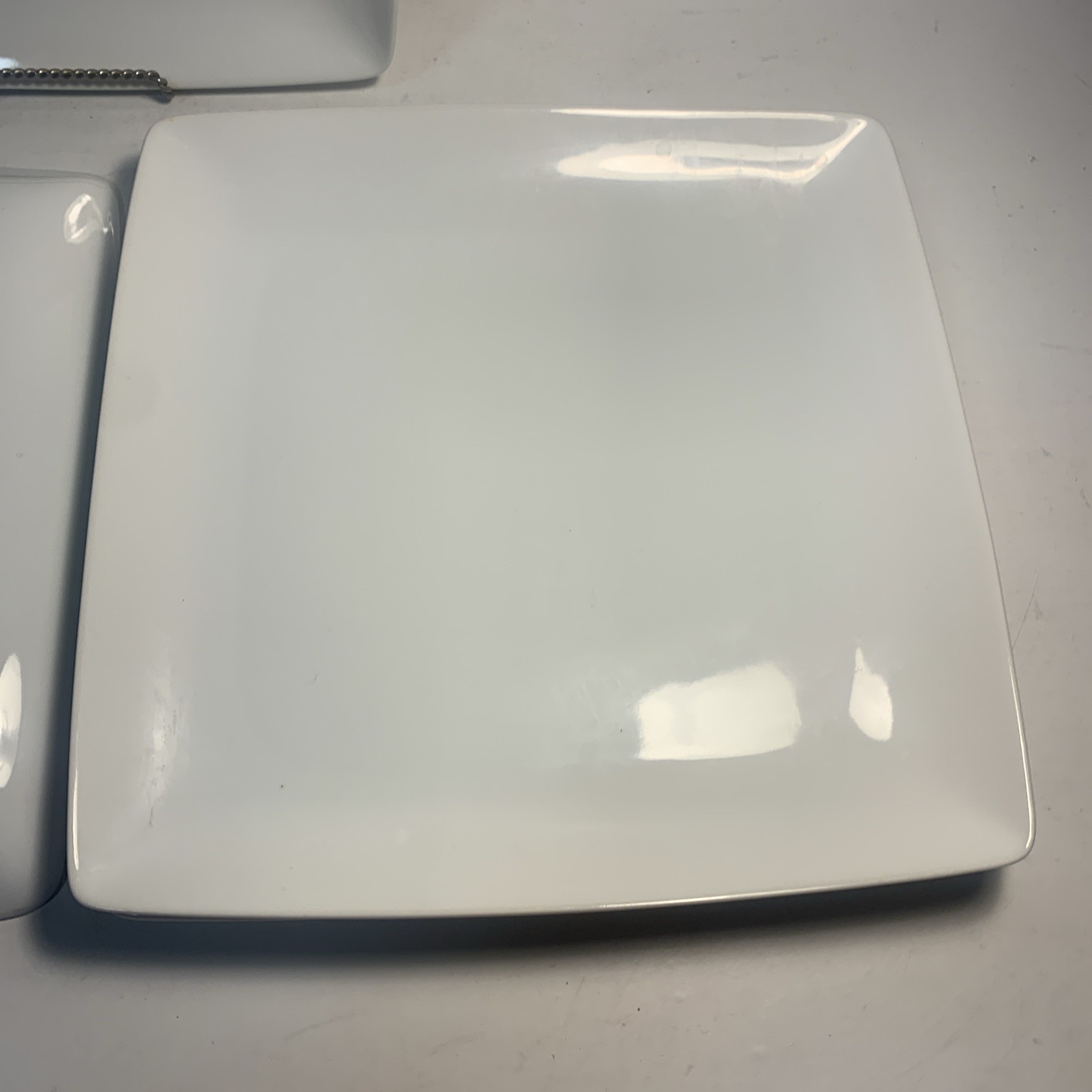 Set of 4 Better Homes & Gardens Square White Dinner Plates 10 7/8″ Porcelain