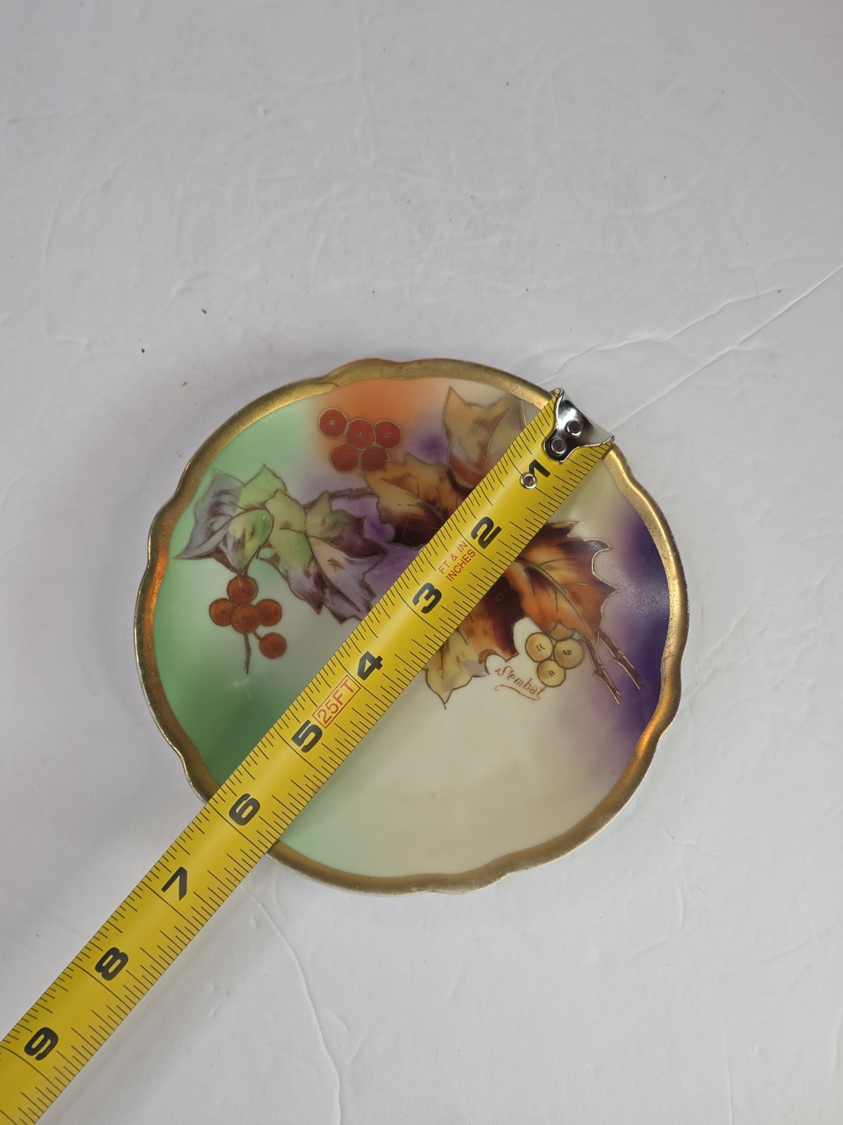 Antique Royal Munich Bavaria hand-painted porcelain plate c. 1885 Signed Sembat