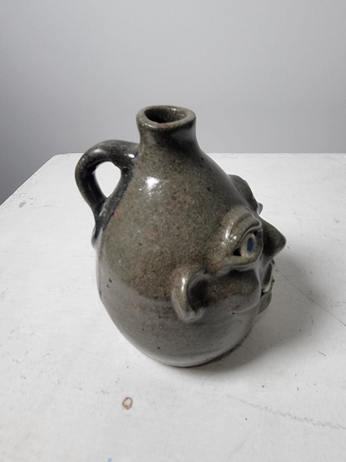Grace Nell Hewell Handmade 1950s Art Pottery Character Face Jug Pitcher 1pt 1997