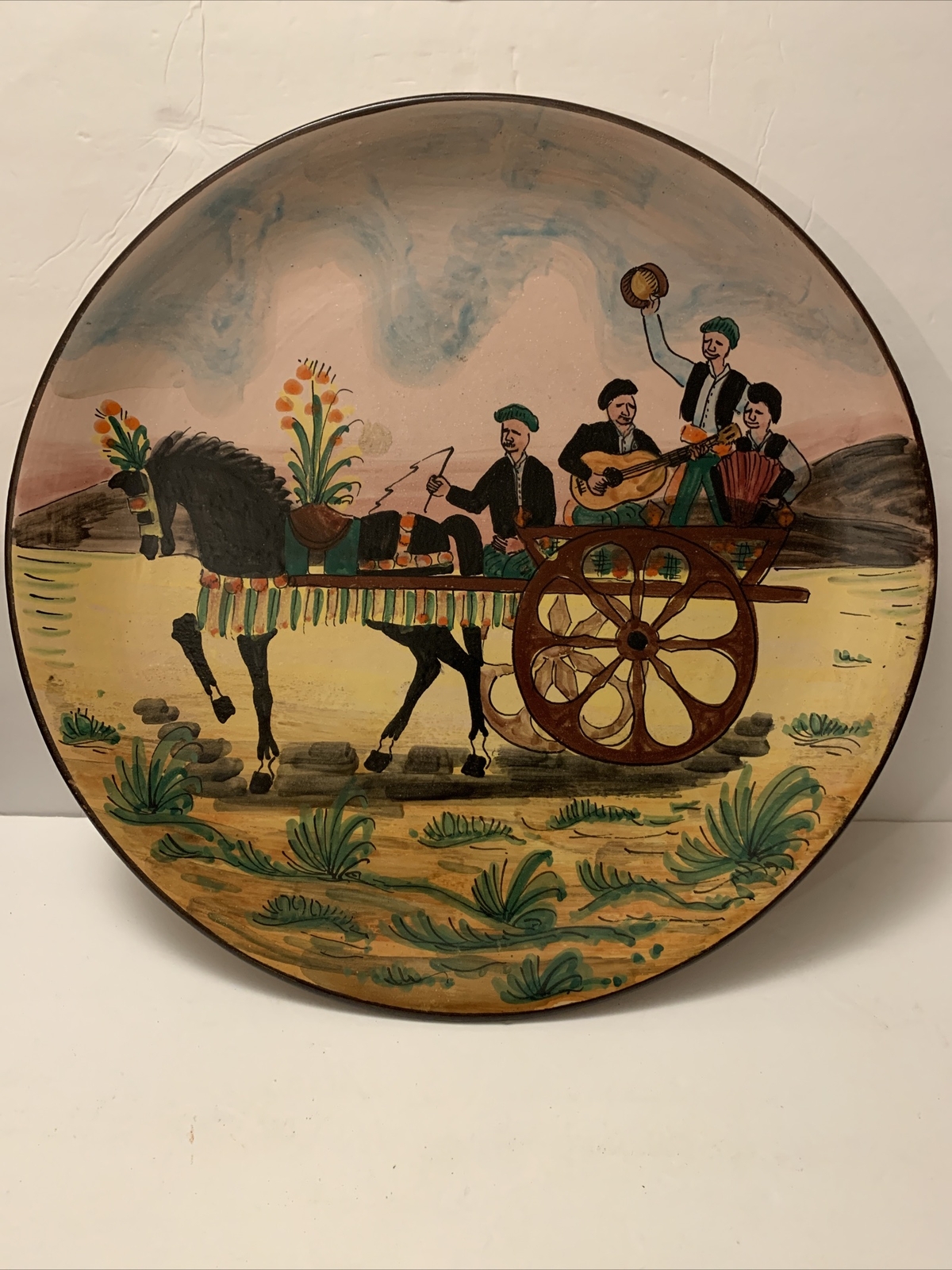 Santo Stefano Pottery Scaffidi Hand Painted Large Wall Hanging Plate Sicily 18”