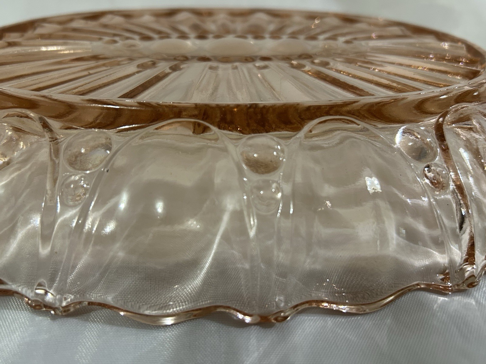 Vtg Pink Depression Glass Oyster and Pearl Divided Relish Tray Anchor Hocking