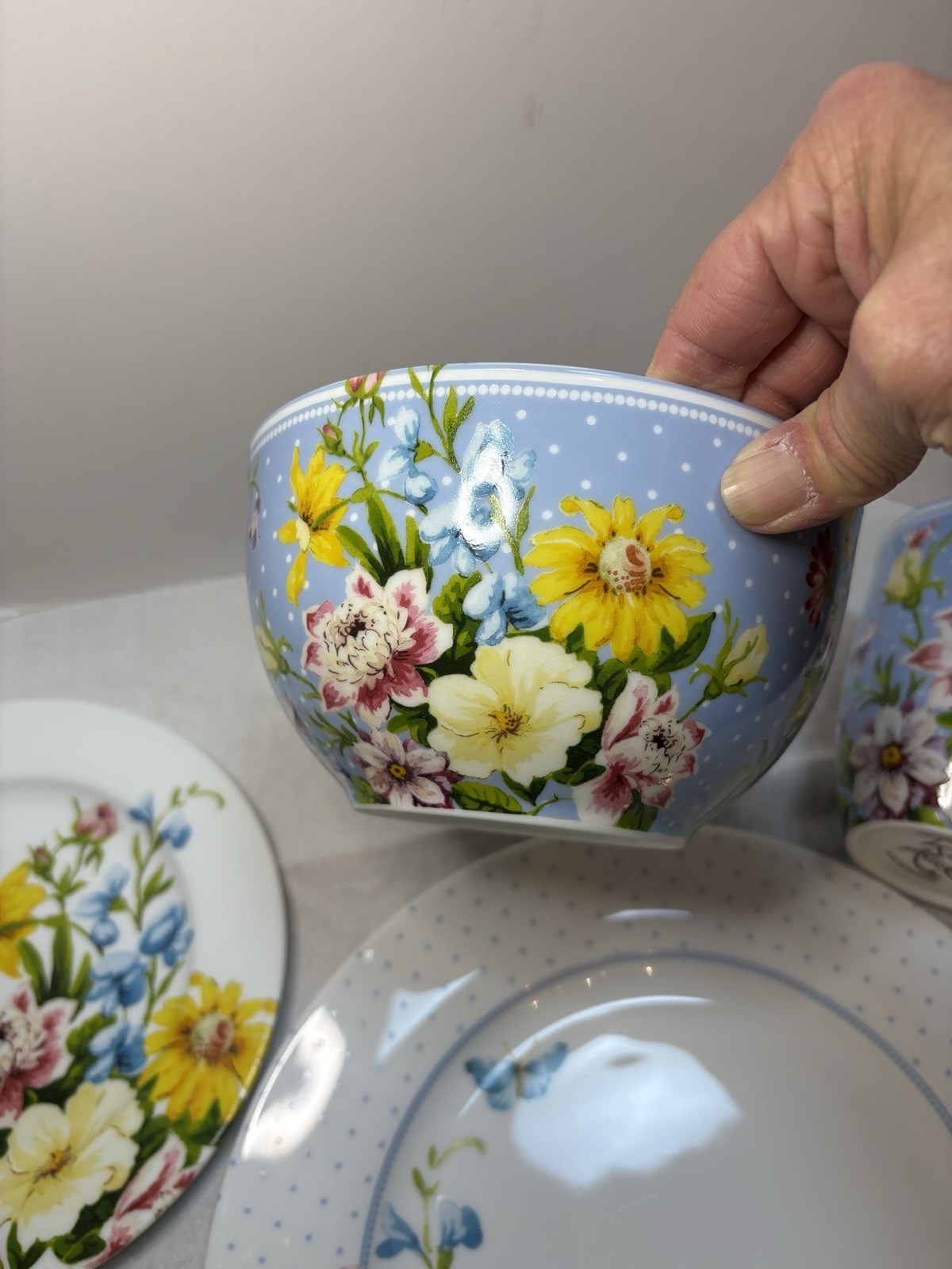 Vtg Katie Alice English Garden 2546896 Set Dinner Plate, Salad Plate, Bowl & Mug