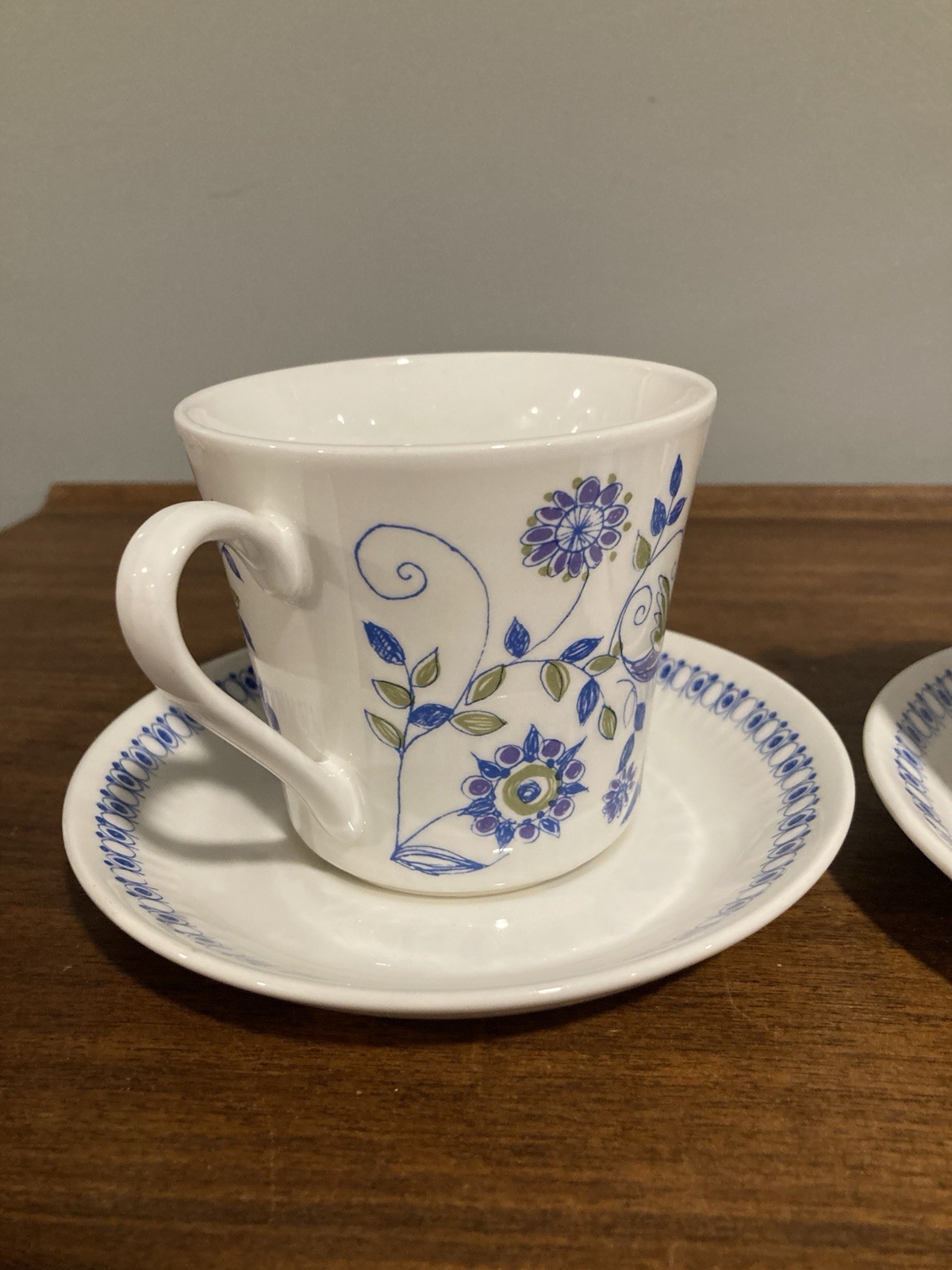 Vtg Figgjo Flint Lotte Pattern Tea Cup and Saucer Norway by Turi Set Of 2