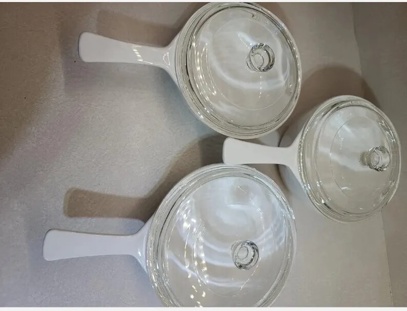 Corning Ware SET Handle Dishes Cornflower Blue P-81-B P-82-B P-83-B W/Lids