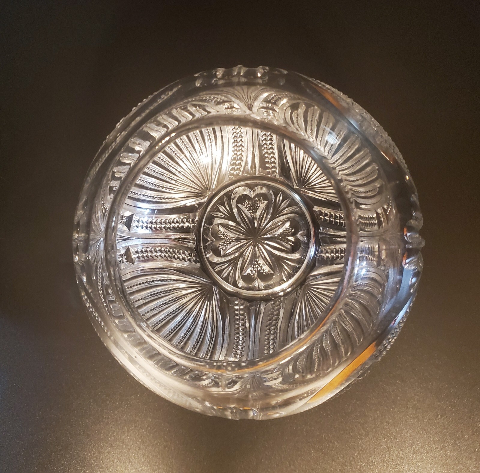 1899 Bryce Higbee Admiral Ribbed Ellipse Large Clear Rose Bowl Vtg Antique Rare