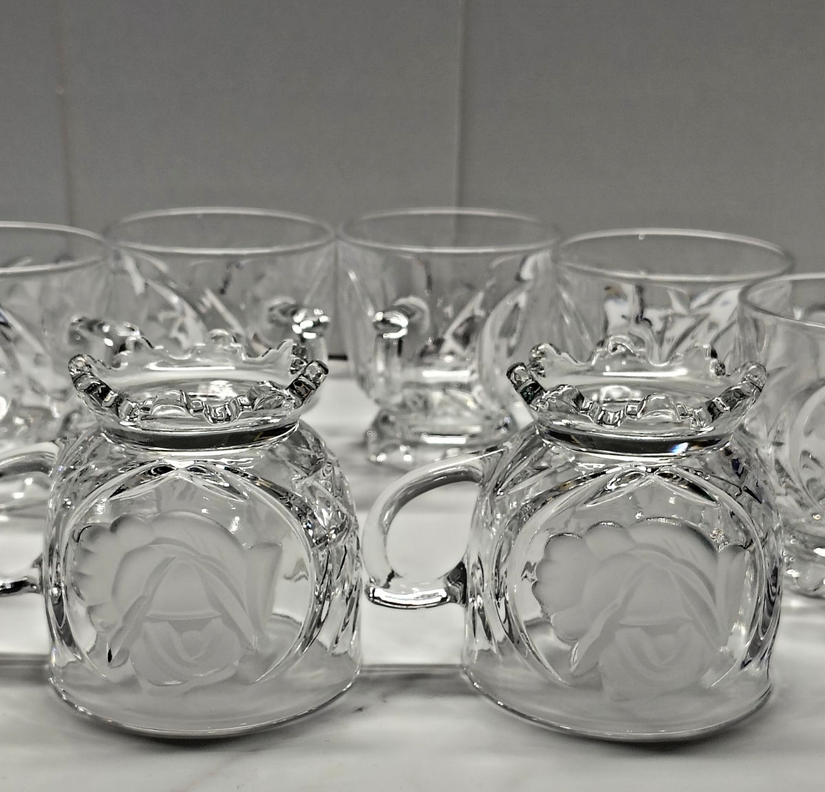 Vintage Mikasa Crystal mugs-cups with dipper and cup hanger