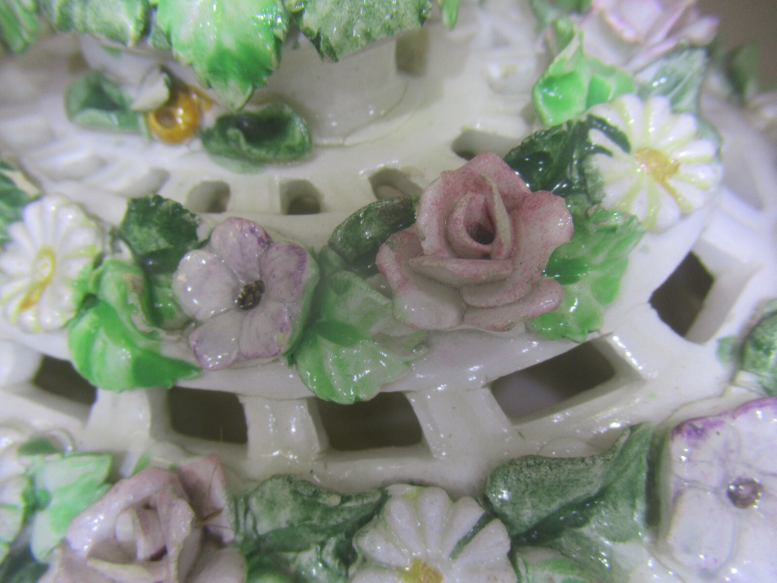 Capodimonte? Pierced Floral Porcelain Covered Bowl
