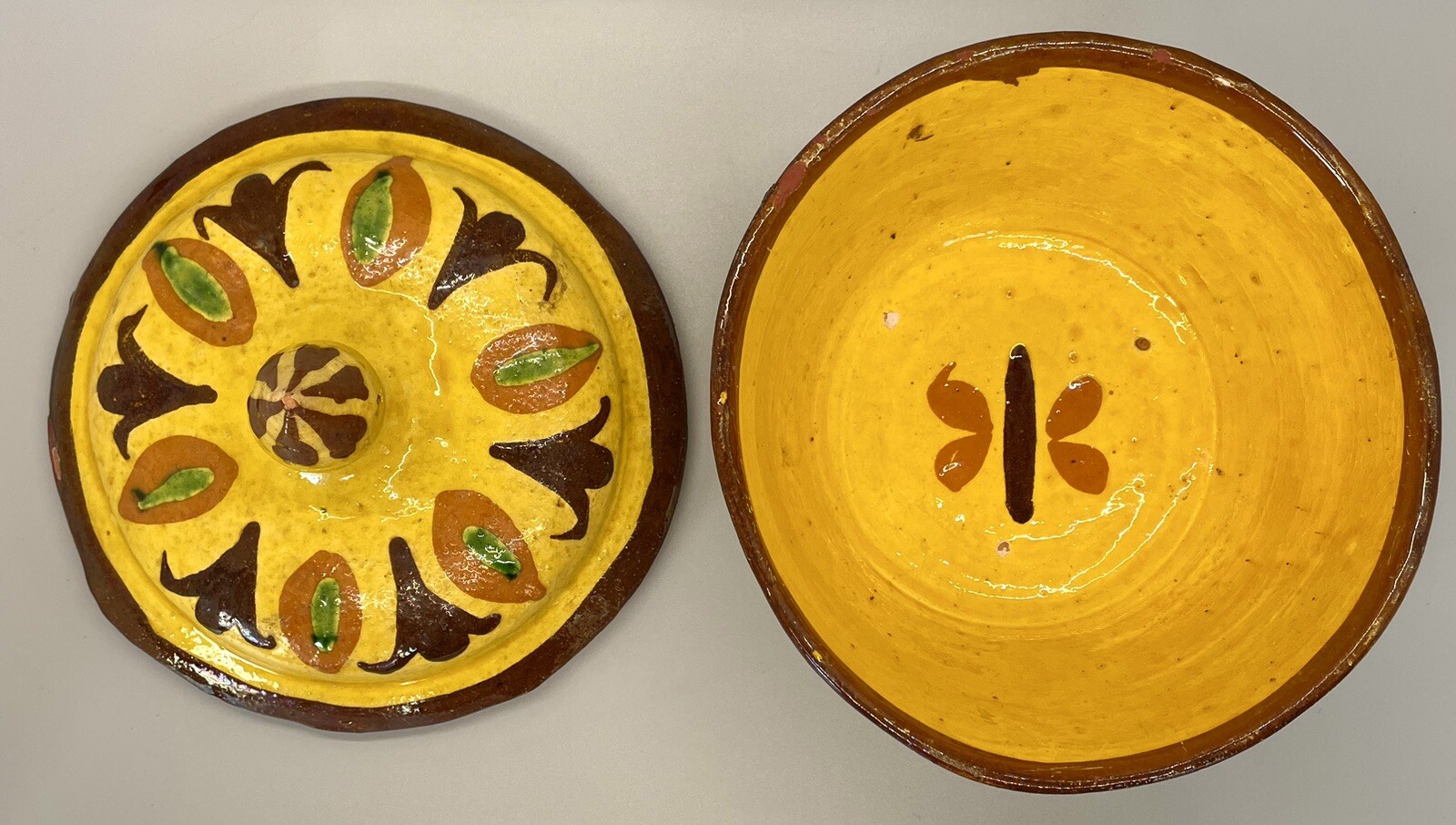 Antique Yellow Multan Sindh Pottery Dish Hand Painted Earthenware