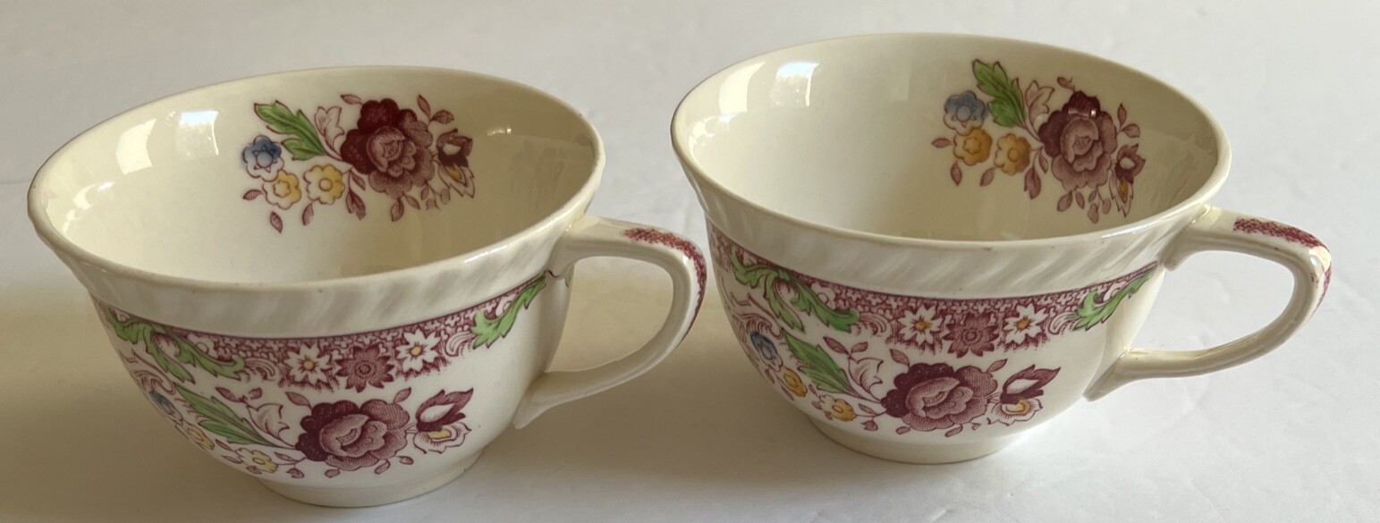 Set of 2 Johnson Brothers Winchester Pink Flowers Rope Edge (O2) – Cups