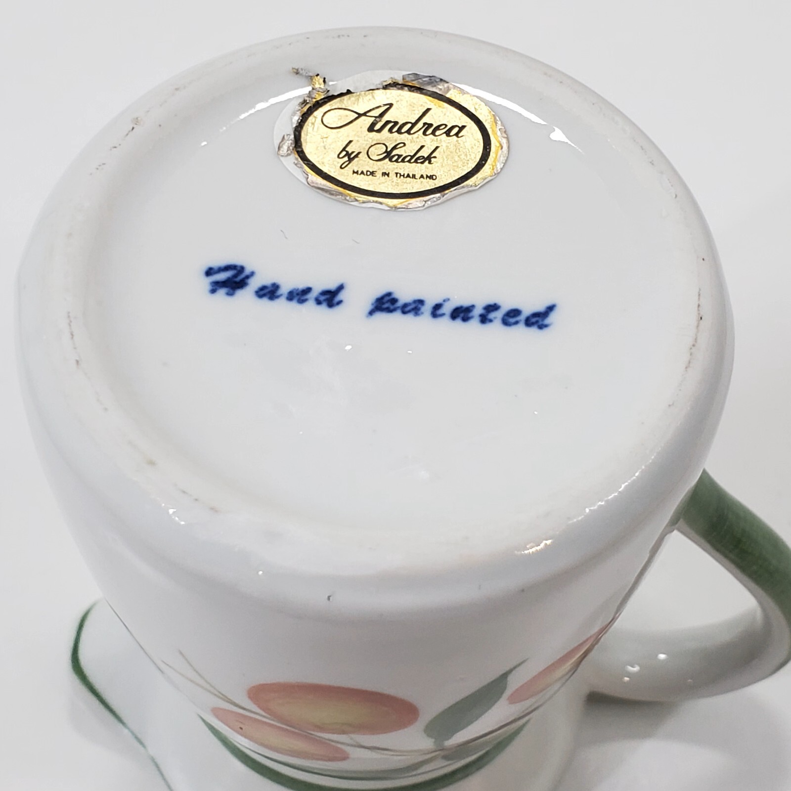 Vintage Andrea By Sadek Hand Painted Creamer With Cherries Fruit and Leaves
