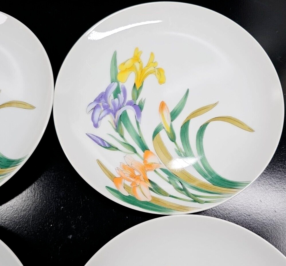 6 Shafford Jardin Des Iris Salad Plate Set Vintage Floral Dishes Japan Retro Lot