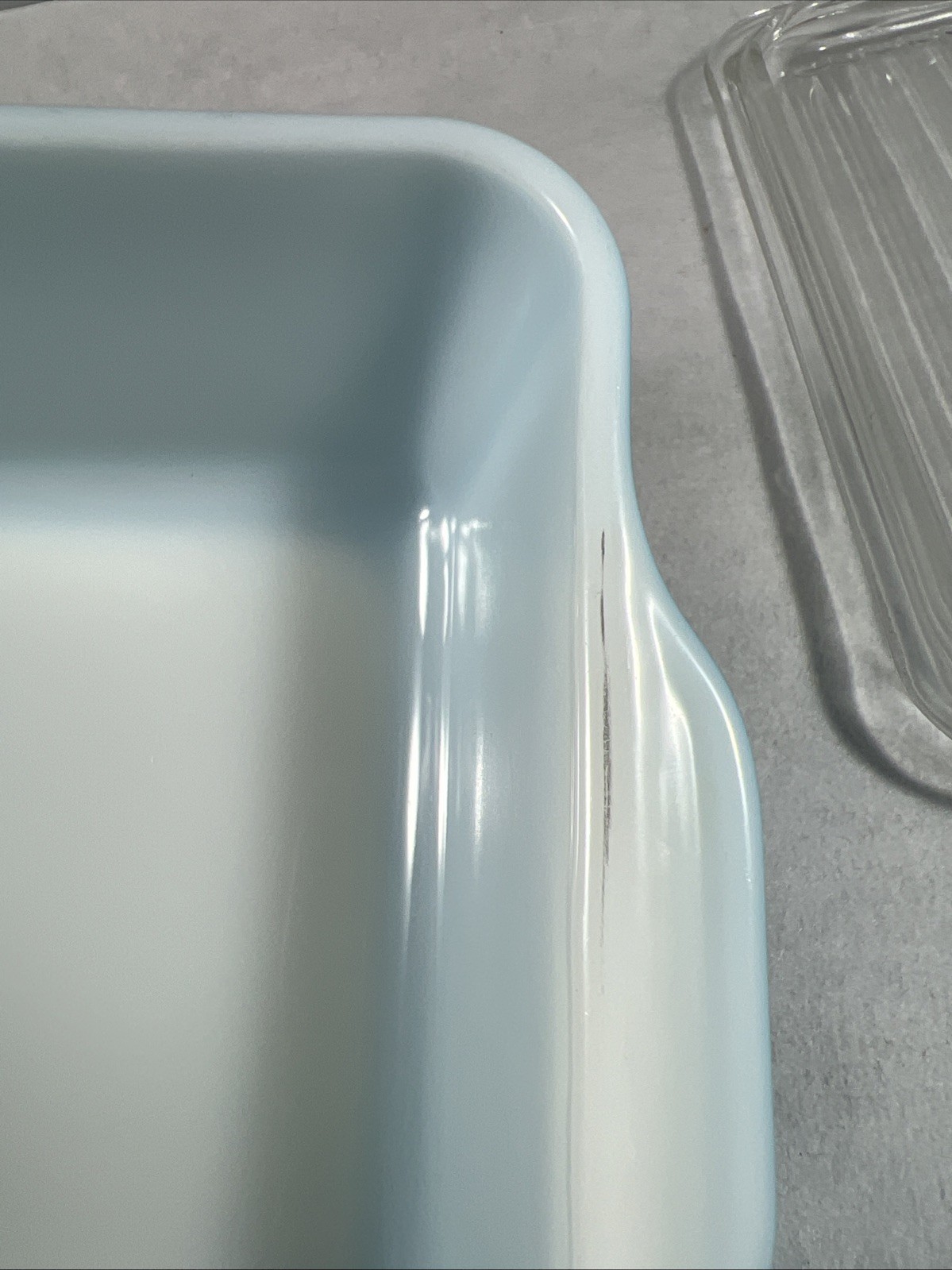 PYREX Snowflake Blue Garland 503 Dish 1 1/2 Qt Ribbed Glass Lid + 1 1/2 pt dish