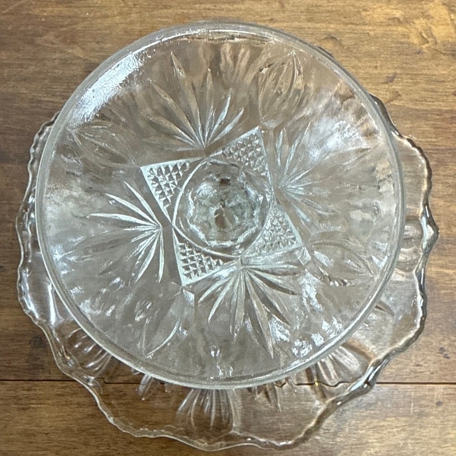 Antique Early American Pattern Glass (EAPG) Cake Stand Plate Bryce Higbee & Co.