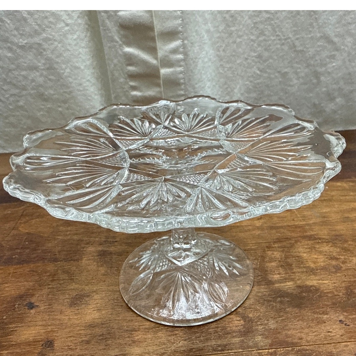 Antique Early American Pattern Glass (EAPG) Cake Stand Plate Bryce Higbee & Co.