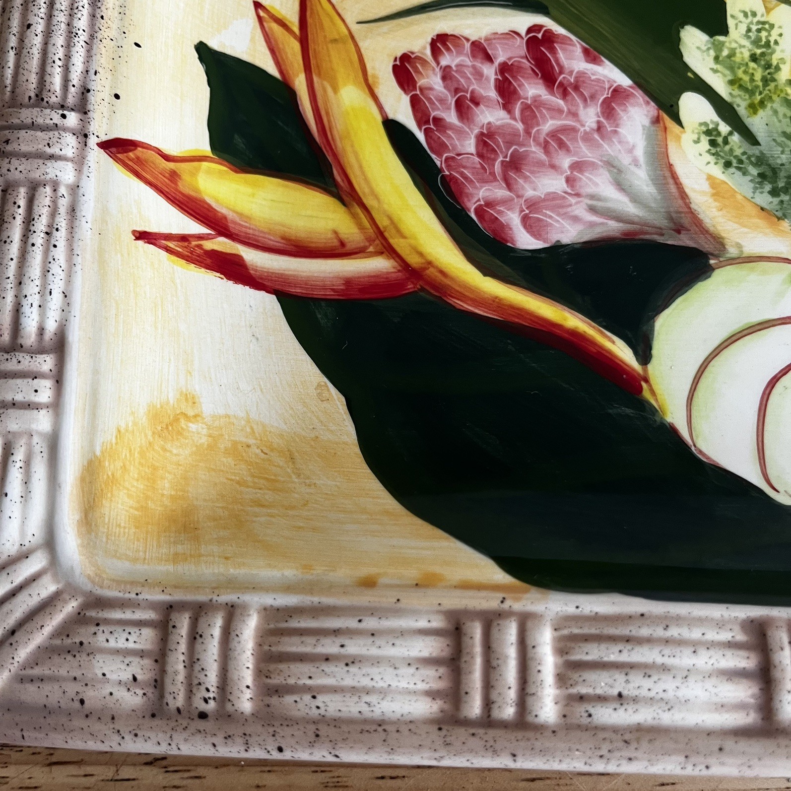 Jayson Imports Bird of Paradise Tropical Floral Ceramic Serving Platter Tray