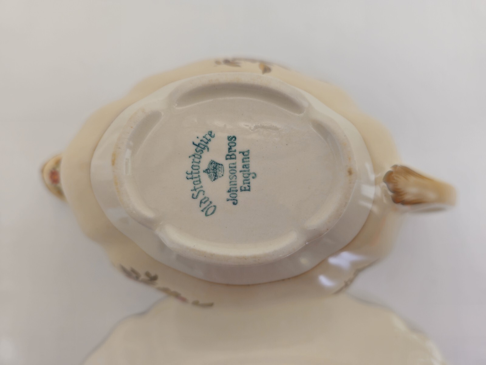 Gravy Boat & Plate Old Staffordshire Pareek Rouen By Johnson Bros 1920s Antique